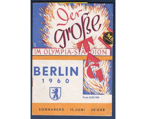 Olympics - Der Grosse Tag (The Great Day) in Olympia Stadium Berlin, 1960. With original inserts and stapled in ticket.