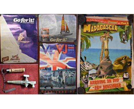 Posters - Brass Beer Keg Tap, early 20th Century approx. 20cm long-heavy and a tool holder, 'Go For It' Schlitz Makes it Grea