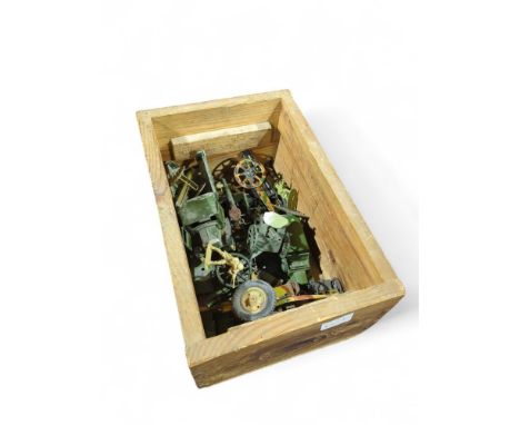 BRITAINS – an early army wagon with hinged doors, various field guns, Dinky arm vehicles, German made tinplate field gun and 