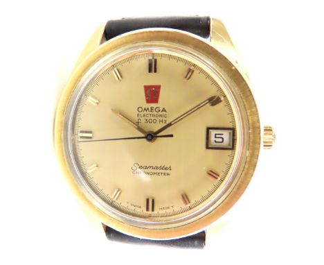 Omega - Seamaster Chronometer, a gentleman's wristwatch, the round gold dial with gilt batons, hour and minute hands, and bla