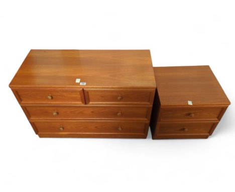 A low G Plan chest of two short and two long drawers 68.5cms high 101cms wide 46cms deep together with a small chest of two d