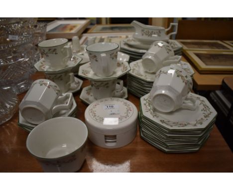 A selection of Johnson Brothers 'Eternal Beau' including cups and saucers, coasters, plates and more,