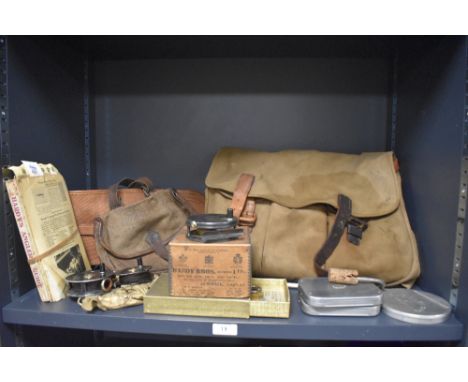 A selection of vintage fishing equipment including bags, reels, cast box and more, including Hardy Bros the 'perfect' fly ree