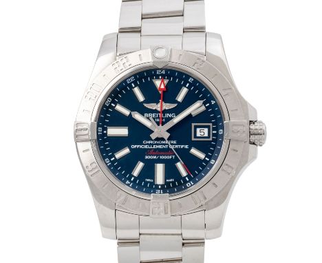 BREITLING Avenger II GMT Ref A32390 Herrenuhr. Box und Papiere. Edelstahl. Automatik-Werk Kal. B32 mit guten Gangwerten (+11s