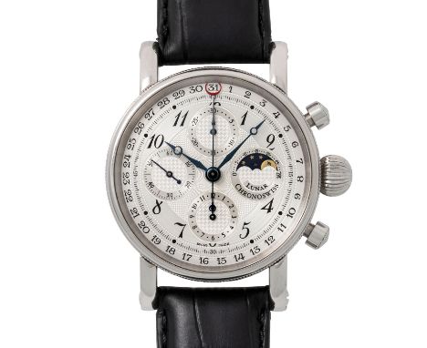 CHRONOSWISS Lunar Mondphase Ref CH 7543 Herren Chronograph. Box und Papiere. Edelstahl. Glasboden. Automatik Kal. C.755  mit 