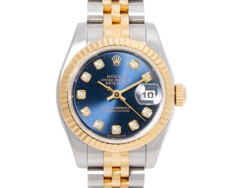 ROLEX Lady Datejust 26 "Factory Diamanten"  Ref 179173 "LC100" Damenuhr. Box und Papiere. Edelstahl / 18K Gelbgold. Automatik