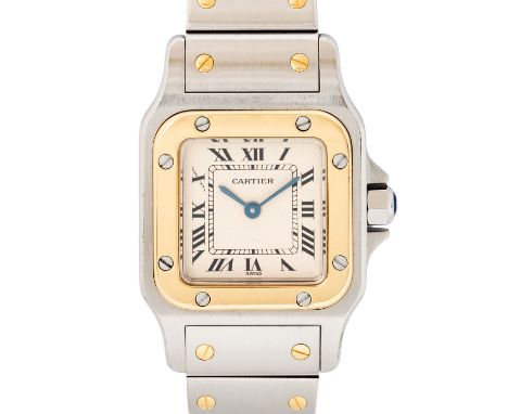 CARTIER Santos Galbee Ref 1057930 Damenuhr mit Papieren. Edelstahl / 18K Gelbgold. Quarzwerk Kal. 157 in funktionsfähigem Zus