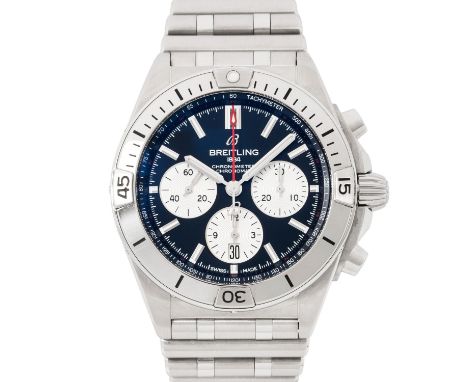BREITLING Chronomat 42 Ref AB0134 Herren Chronograph. Box und Papiere. Edelstahl. Glasboden. Automatik-Werk Kal. B01 mit sehr