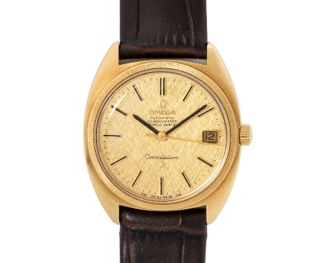 OMEGA Constellation "Linen Dial" Ref 168.009 / 168.0017 Herrenuhr. Gelbgold 18K. Automatik-Werk Kal. 564 mit sehr guten Gangw
