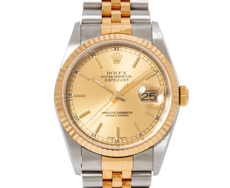 ROLEX Datejust 36 Ref 16233 "LC100" Herrenuhr. Box und Papiere. Edelstahl / 18K Gold, Automatik-Werk Kal. 3135 mit sehr guten