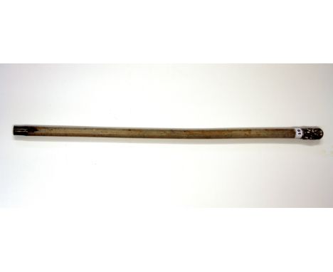 A Siamese white metal mounted walking stick, handle H. 9cm.