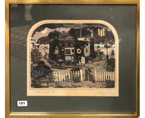 An amusing gilt framed limited edition 90/150 lithograph entitled Southern Breeze pencil signed by Graham Clarke, 53 x 47cm.