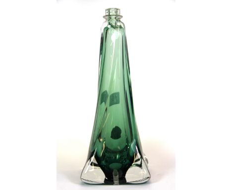 A Val St Lambert Belgian crystal lamp base, H. 28cm.