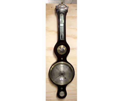An 18th century mahogany mercury barometer by Adamson & Co., London. H. 114cms/45". 10" dial. with mercury and in full workin
