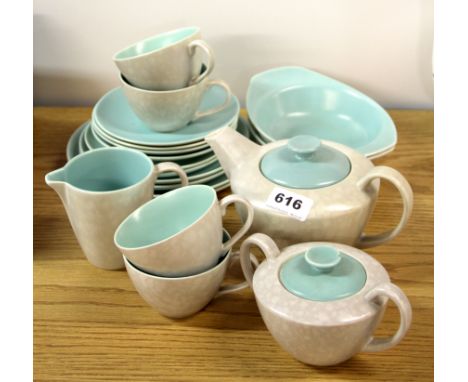 A Poole pottery part tea set, etc.