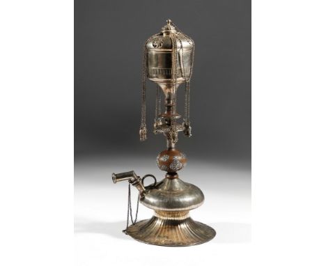 Islamic Art A fine silver water pipe (huqqa)India or Turkey, 19th century . . Cm 53,00.