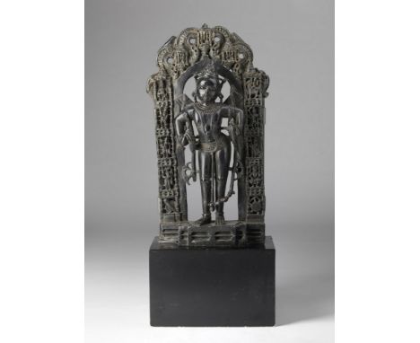 Indian Art A black stone chlorite Rama sculpture Central-Western India, 12th century (?). . Cm 31,50 x 55,50. A fine black st