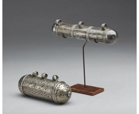 Islamic Art Two silver amulet cases (taweez) India or Central Asia, 19th century . . Cm 15,00. Provenance: ex Paltrinieri col