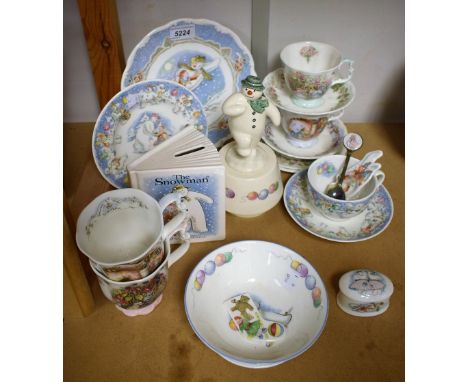 Ceramics - a Royal Doulton Snowman musical figure, Snowman Magic, DS5; a Snowman Savings Book; others, plates, cup and saucer