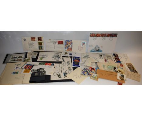 Stamps - GB small box, Queen Victoria to modern, pages, first day covers, etc.