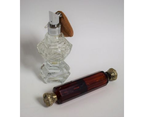 **This lot is part of Coach Tour 'Bargain Hunt'  - there is no buyers premium**A Victorian ruby glass facetted double ended s