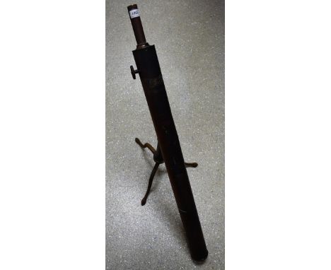A 19th century brass telescope, by Bailey, Birmingham, 85cm barrel, tripod stand, 109cm long overall 