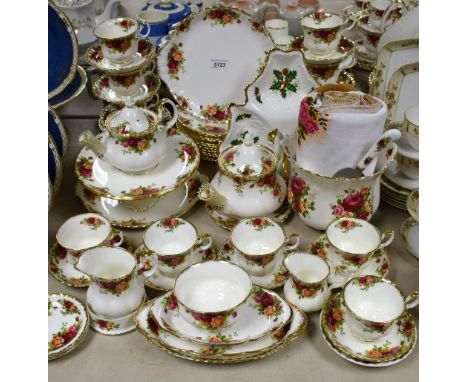 Royal Albert Old Country Roses - various tea ware, including cake plate, teapot, teacups and saucers; dinner ware, etc