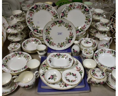 A Wedgwood Hathaway Rose pattern dinner and tea service for eight comprising dinner plates, salad plates, side plates, desser