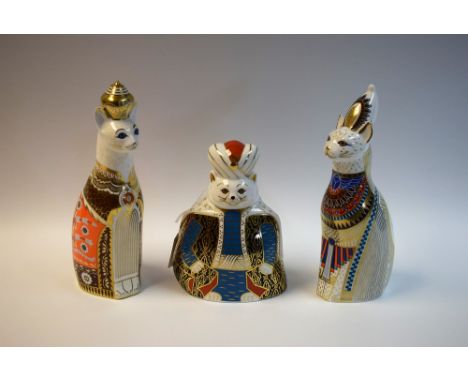 A Royal Crown Derby Royal Cats model, Egyptian, 22cm, printed mark, first quality; others, Siamese, 22cm, printed mark, first