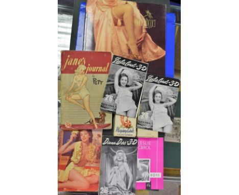 An erotic photograph album; two sets of 1950's glamour playing cards; 3-D glamour books; etc.