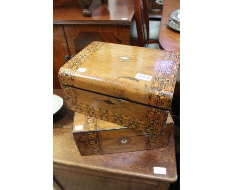Two Tunbridge-ware boxes with mother of pearl inlay