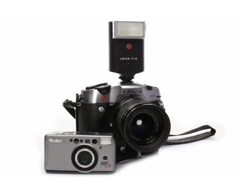 LEICA R8 CHROME CAMERAwith motor driver; fitted with a Leica Vario-Elmar-R 1:3.5-4.5/28-70 E60 lens, serial number 3526673; a