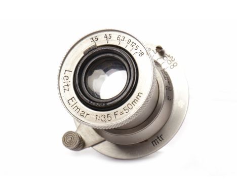 1931 LEITZ ELMAR NICKEL LENSserial number 133362, 1:3.5 50mm, with Leica lens cap, good condition 