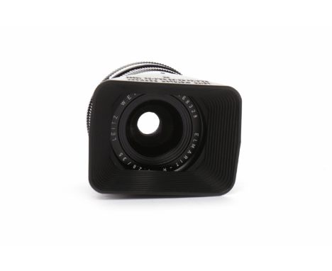 LEITZ WETZLAR ELMARIT-R LENSblack finish, 1:2.8/35, serial number 2668328, complete with matching lens hood