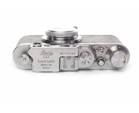 1935 LEICA 3Achrome finish, serial number 179565; fitted with Leitz Elmar f=5cm 1:3,5 lens, serial number 363037, with lens c