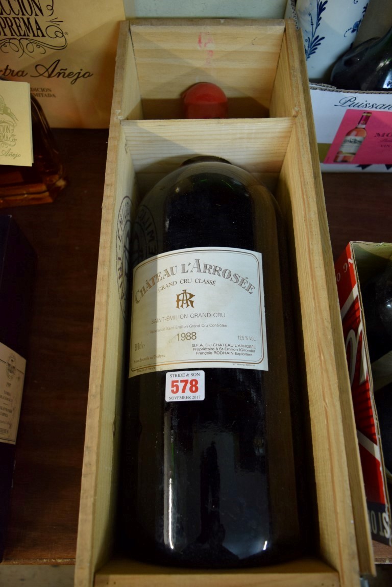 A 5 litre Jeroboam bottle of 1988 Chateau L'Arrosee (Grand Cru Classe