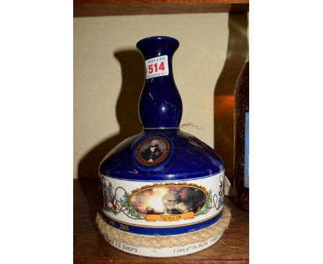 A 1 litre ship's decanter of Pussers 'Trafalgar Bicentenary' 15 year old rum, limited edition no. 00880 ships decanter, with 