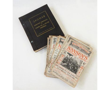 12 volumes of "The Three Castles Cigarettes", Nansen's Farther North and a Jaguar service manual for MKVII and XK120 models  