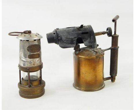 Thomas & Williams Cambrian-type miner's lamp by Aberdare of Glamorgan and an original Sievert brass blow torch (2)   