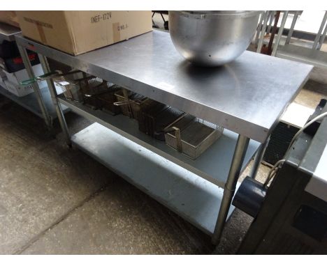 Stainless steel preparation table with under shelf, 150cms.