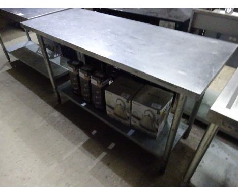 Stainless steel prep table with under shelf, 150cms.