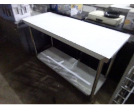 Stainless steel prep table with under shelf, new, 150cms.