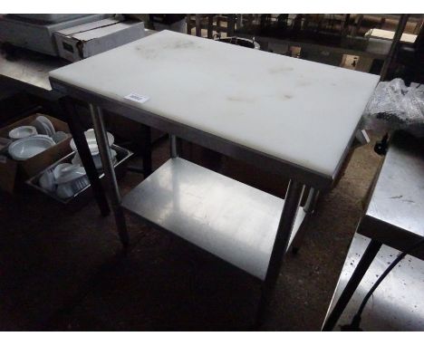 Poly top chop table with under shelf 90cms.