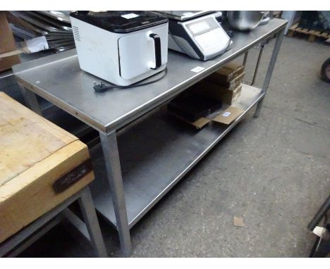 Stainless steel preparation table with under shelf, 178cms.   Estimate £60-80.