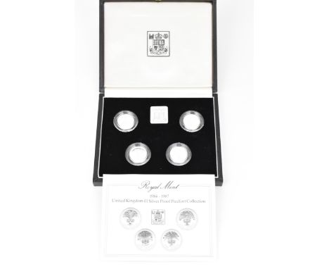 United Kingdom - Elizabeth II (1952-2022), 1984-1987 Silver Proof Piedfort £1 Collection, 
