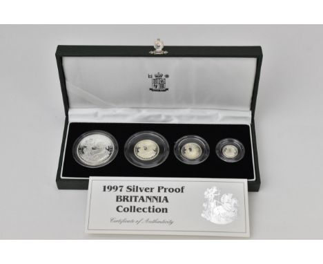 United Kingdom - Elizabeth II (1952-2022), 1997 Silver Proof Britannia Set, comprising of 1oz 2 Pounds, 1/2oz 1 Pound, 1/4oz 