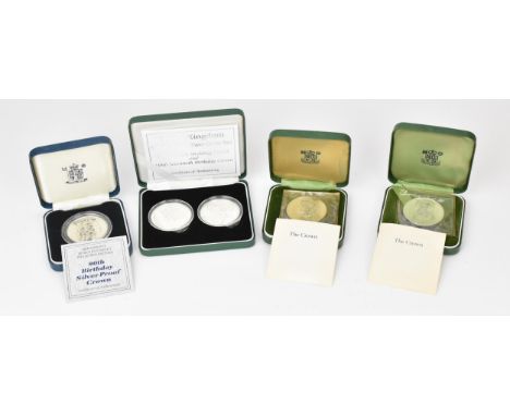 United Kingdom - Elizabeth II (1952-2022), A collection of 5 boxed Silver Crowns, comprising of two 1972 Silver Wedding Crown