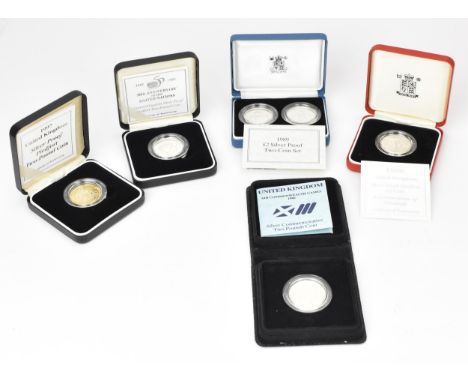 United Kingdom - Elizabeth II (1952-2022), A collection of 6 boxed Silver Proof Two Pounds, comprising of 1986 Scotland Commo