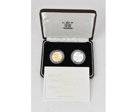 United Kingdom - Elizabeth II (1952-2022), 1996 Gold and Silver Proof Two-Coin Set, comprising of Sovereign and Silver One Po