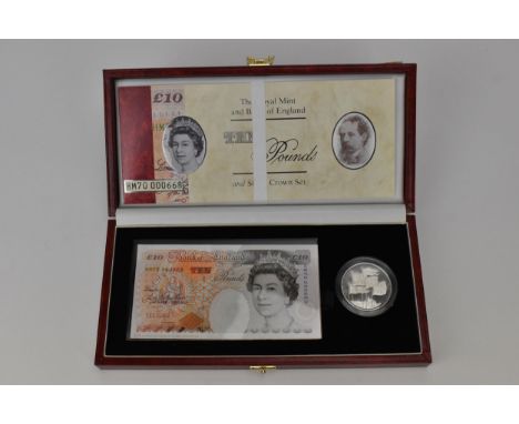United Kingdom - Elizabeth II (1952-2022), The Royal Mint and Bank of England Ten Pounds and Silver Crown Set, comprising of 
